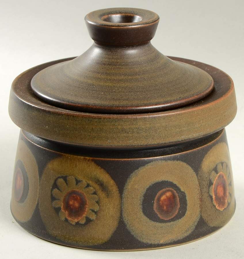 Samarkand Brown Oversize Sugar Bowl & Lid by Denby-Langley-1
