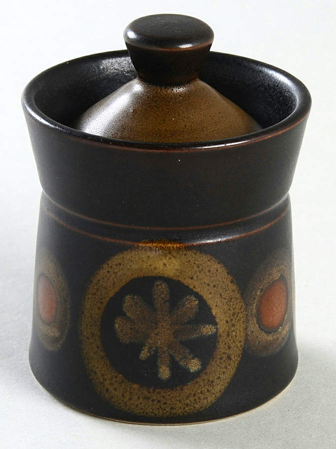 Samarkand Brown Mustard Jar & Lid by Denby-Langley-1