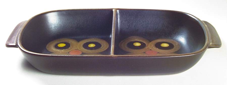 Samarkand Brown 12" Oval Divided Vegetable Bowl by Denby-Langley-1