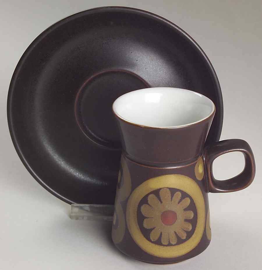 Samarkand Brown Flat Demitasse Cup & Saucer Set by Denby-Langley-1