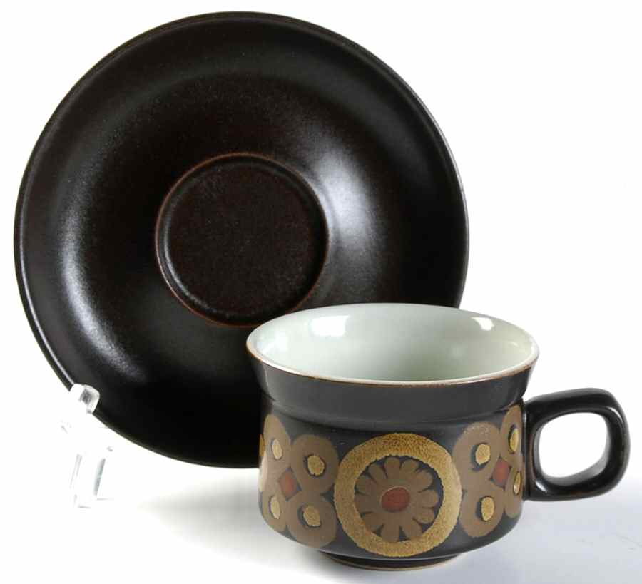 Samarkand Brown Flat Cup & Saucer Set by Denby-Langley-1