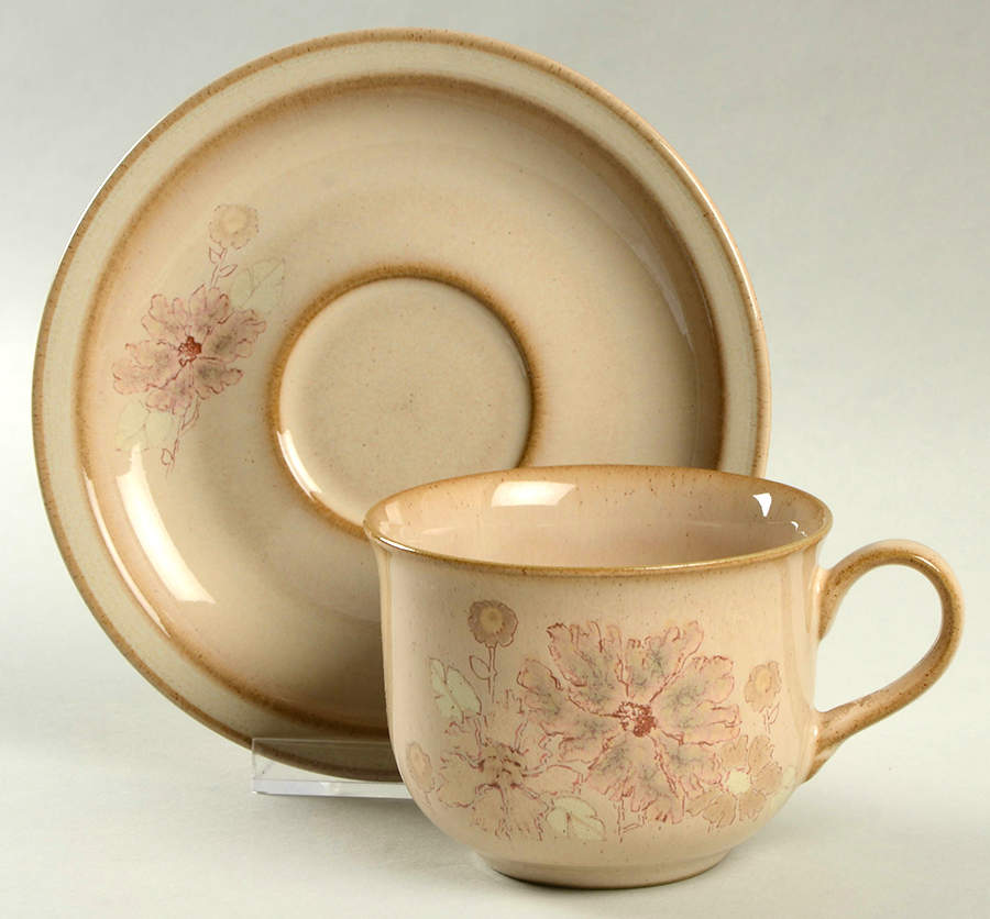 Sandalwood Flat Cup & Saucer Set by Denby-Langley-1