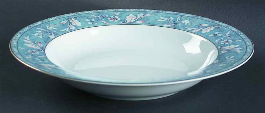 Acanthus Blue Rim Soup Bowl by Philippe Deshoulieres-1