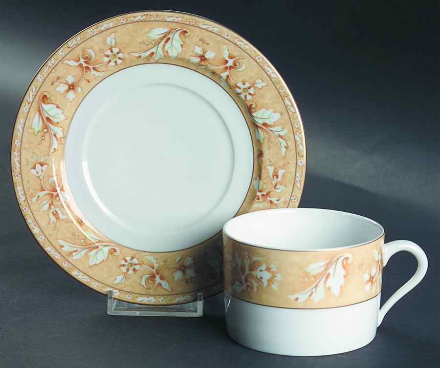 Acanthus Yellow Flat Cup & Saucer Set by Philippe Deshoulieres-1