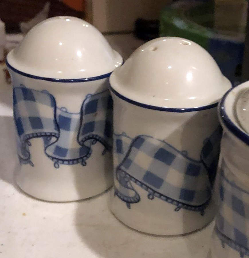 Blue Gingham Salt & Pepper Set by Philippe Deshoulieres-1