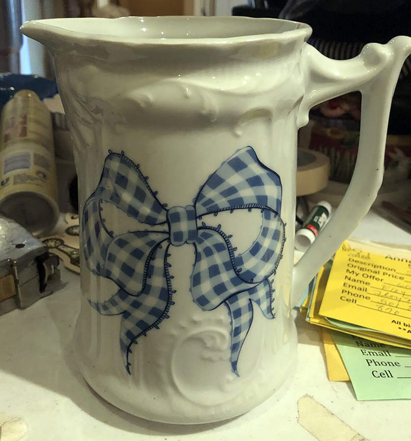 Blue Gingham 40 Oz Pitcher by Philippe Deshoulieres-1