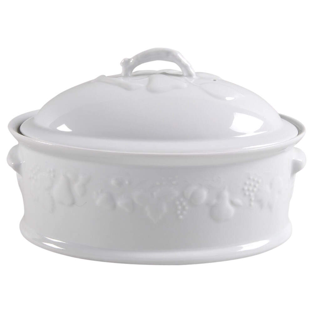 California (Blanc De Blanc) 2.25 Quart Oval Covered Casserole by Philippe Deshoulieres-1