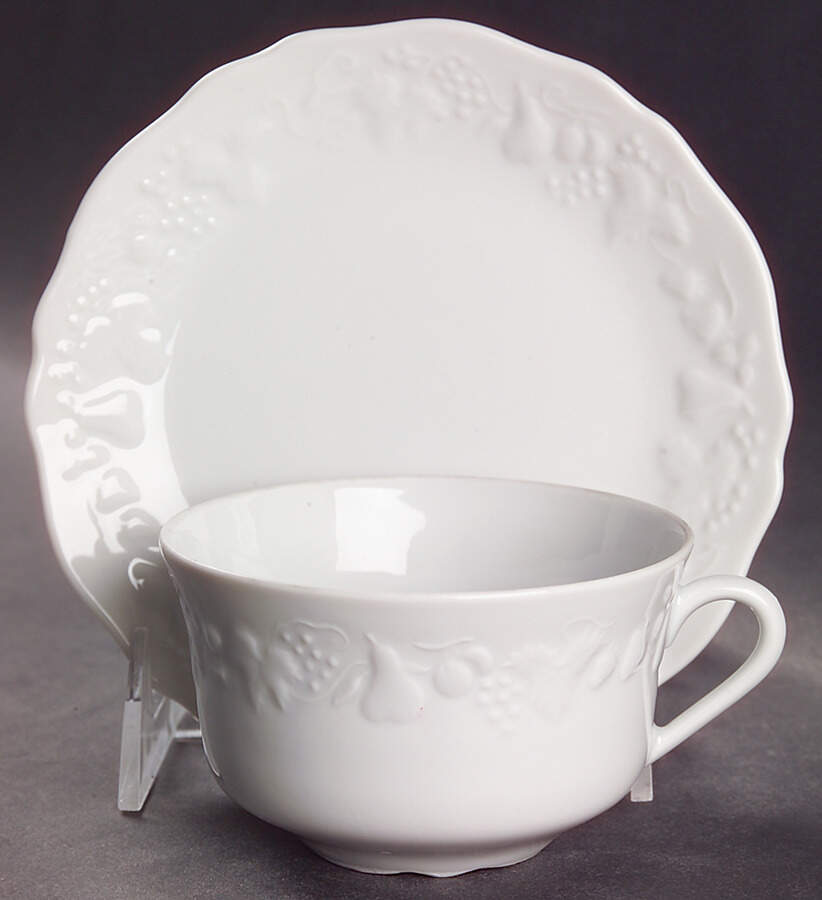 California (Blanc De Blanc) Flat Cup & Bread & Butter Plate/Saucer Set by Philippe Deshoulieres-1