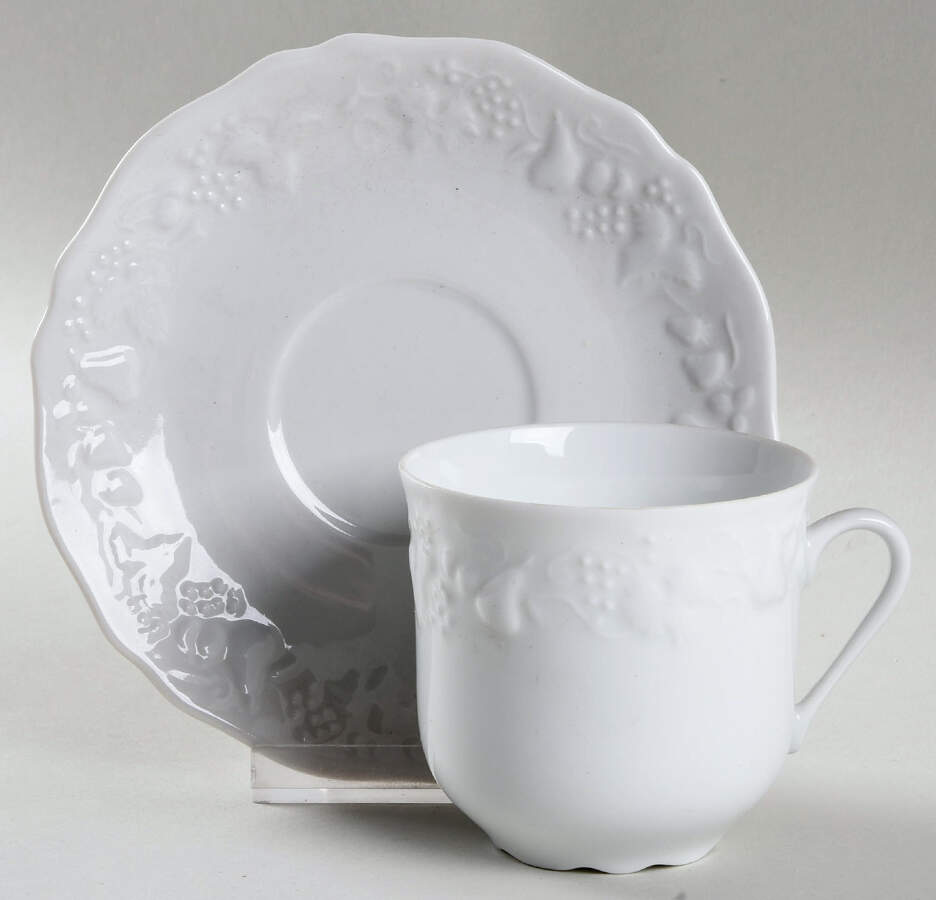 California (Blanc De Blanc) Flat Cup & Saucer Set by Philippe Deshoulieres-1