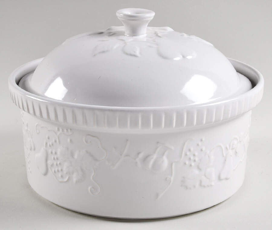 California (Blanc De Blanc) 4 Quart Round Covered Casserole by Philippe Deshoulieres-1