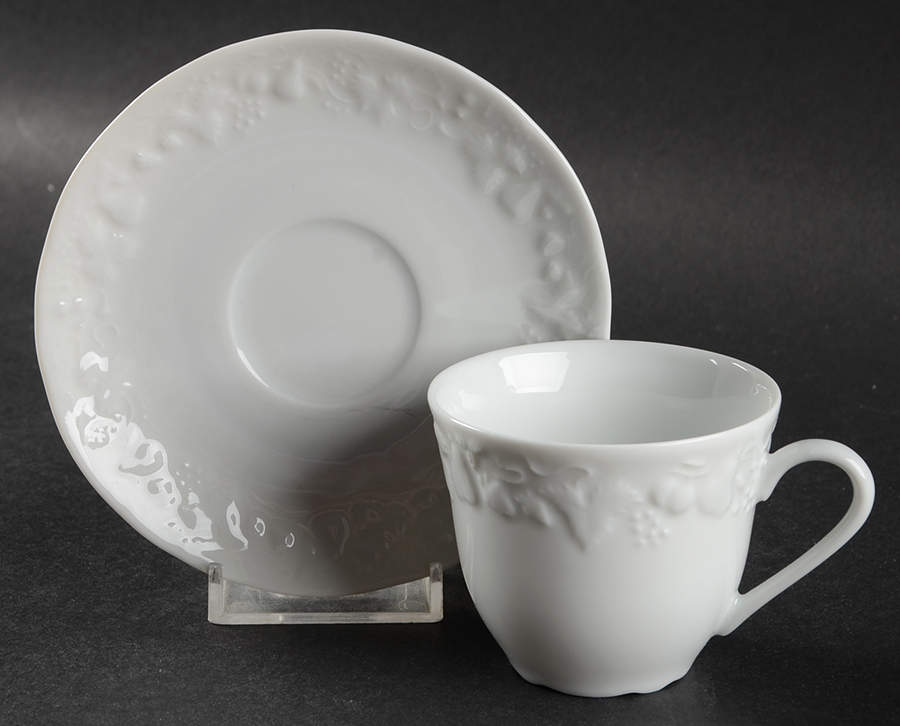 California (Blanc De Blanc) Flat Demitasse Cup & Saucer Set by Philippe Deshoulieres-1