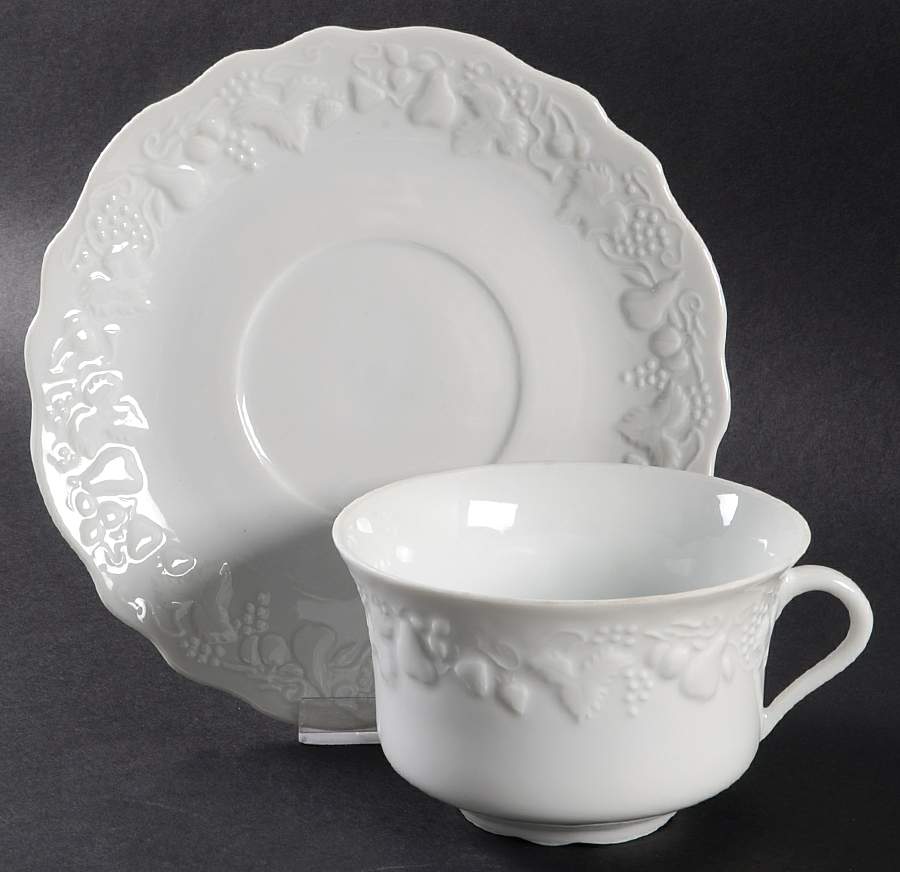 California (Blanc De Blanc) Breakfast Cup & Saucer Set by Philippe Deshoulieres-1