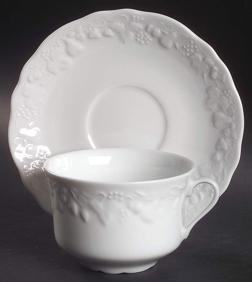California (Blanc De Blanc) Breakfast Cup & Saucer Set by Philippe Deshoulieres-1