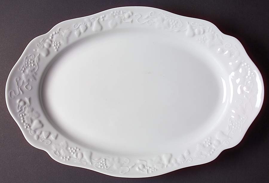California (Blanc De Blanc) 14" Oval Serving Platter by Philippe Deshoulieres-1