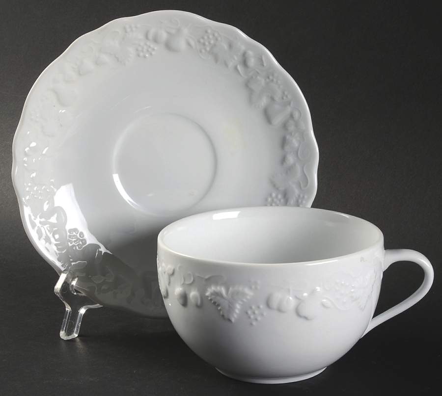 California (Blanc De Blanc) Breakfast Cup & Saucer Set by Philippe Deshoulieres-1