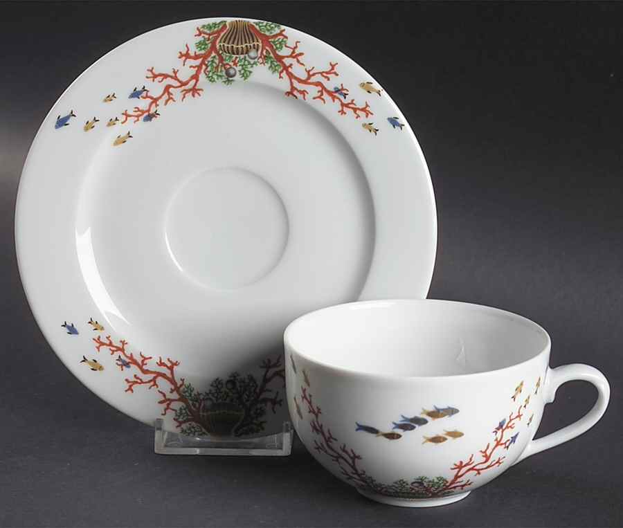 Mer De Corail Flat Cup & Saucer Set by Philippe Deshoulieres-1