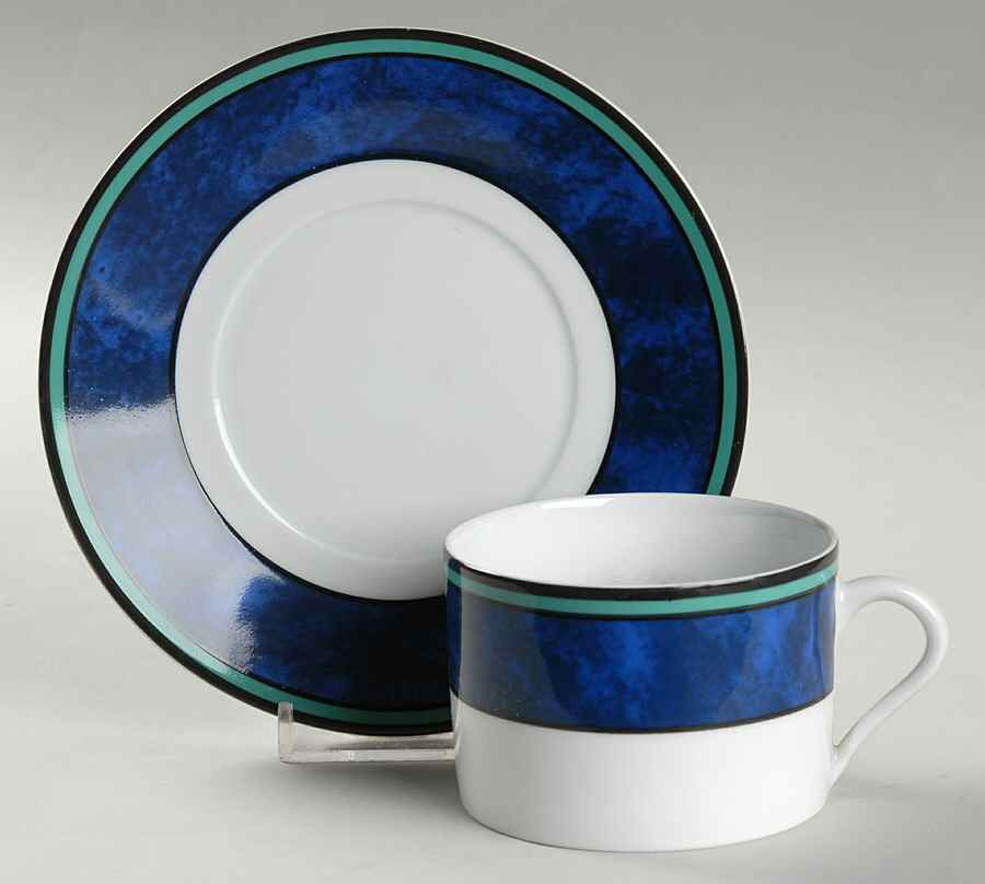 Cordoba Blue Flat Cup & Saucer Set by Philippe Deshoulieres-1