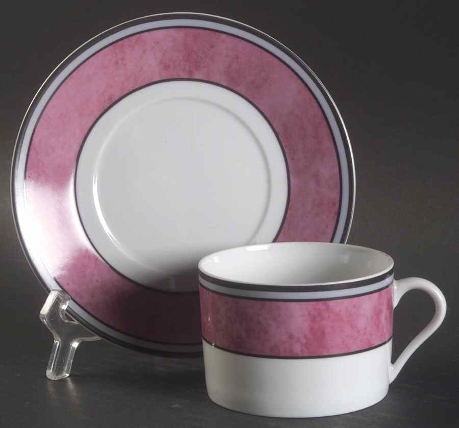 Cordoba Fuschia Flat Cup & Saucer Set by Philippe Deshoulieres-1