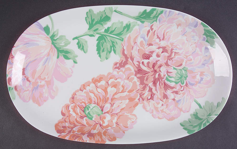 Fleurs 14" Oval Serving Platter by Philippe Deshoulieres-1