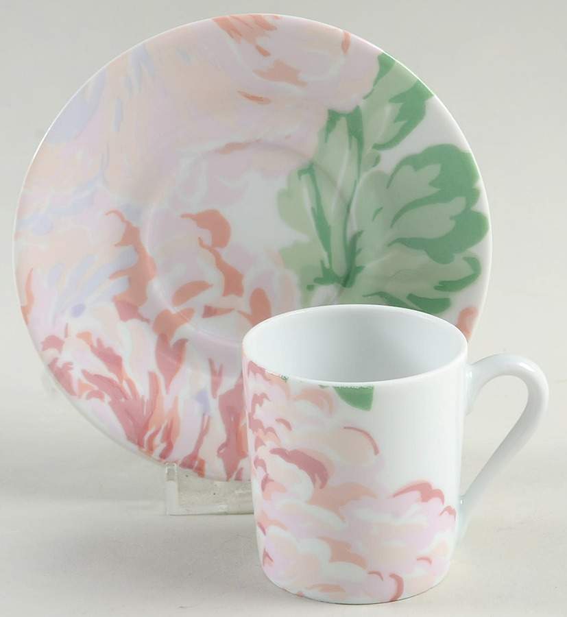 Fleurs Flat Demitasse Cup & Saucer Set by Philippe Deshoulieres-1