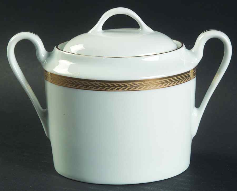 Laurel Gold Sugar Bowl & Lid by Philippe Deshoulieres-1