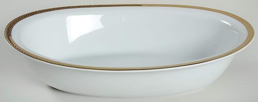 Laurel Gold 10" Oval Vegetable Bowl by Philippe Deshoulieres-1