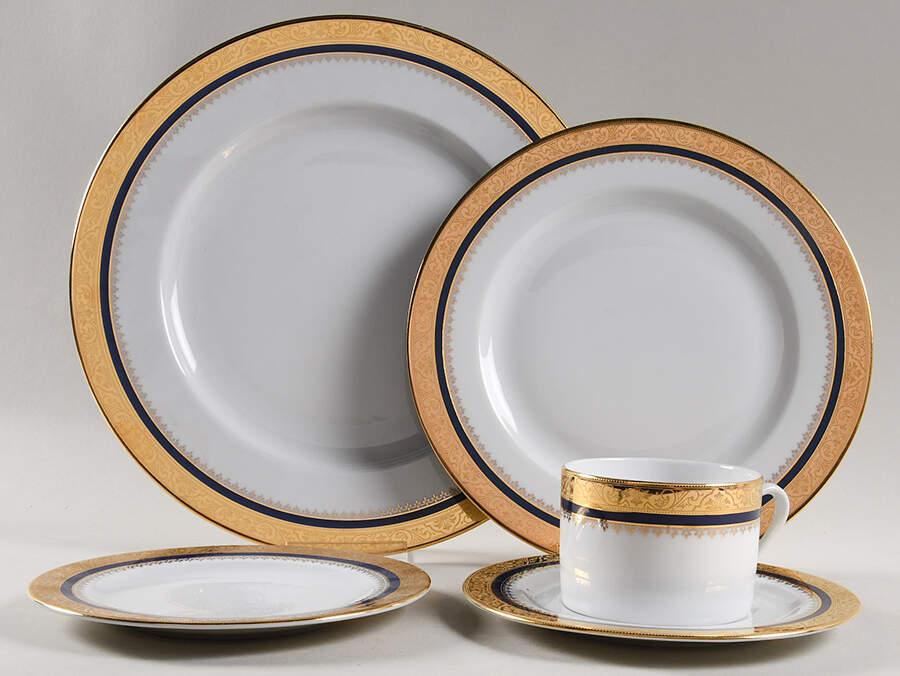 Marquis Blue 5 Piece Place Setting by Philippe Deshoulieres-1