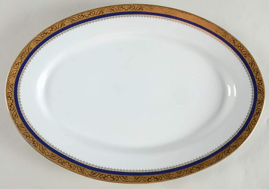 Marquis Blue 16" Oval Serving Platter by Philippe Deshoulieres-1