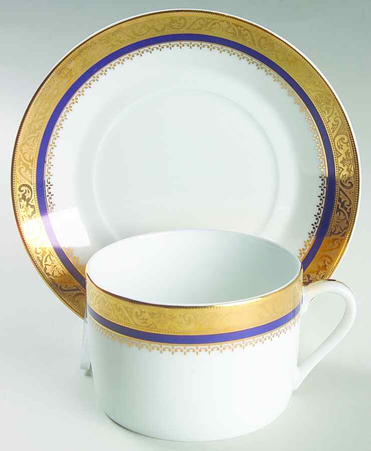 Marquis Blue Breakfast Cup & Saucer Set by Philippe Deshoulieres-1