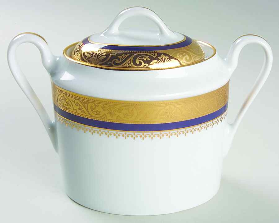 Marquis Blue Sugar Bowl & Lid by Philippe Deshoulieres-1