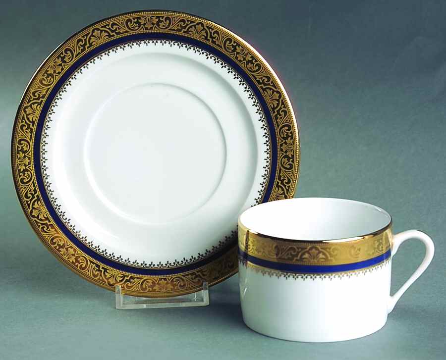 Marquis Blue Flat Cup & Saucer Set by Philippe Deshoulieres-1