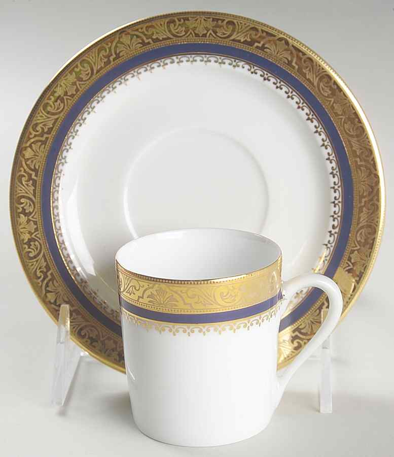 Marquis Blue Flat Demitasse Cup & Saucer Set by Philippe Deshoulieres-1