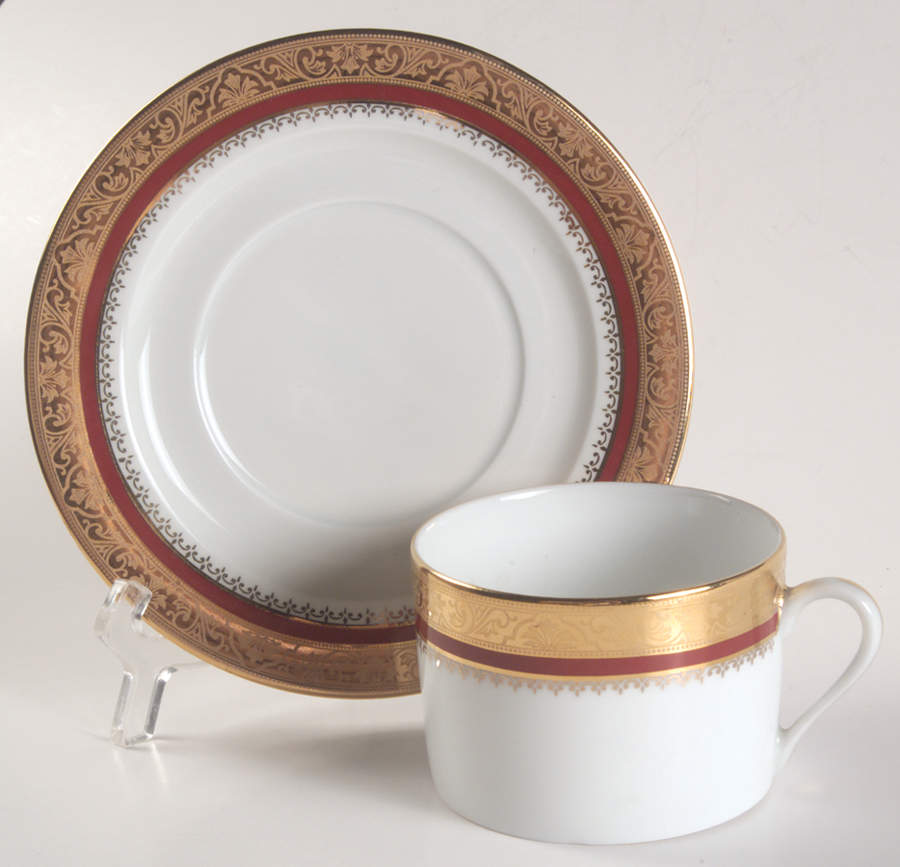 Marquis Red Flat Cup & Saucer Set by Philippe Deshoulieres-1