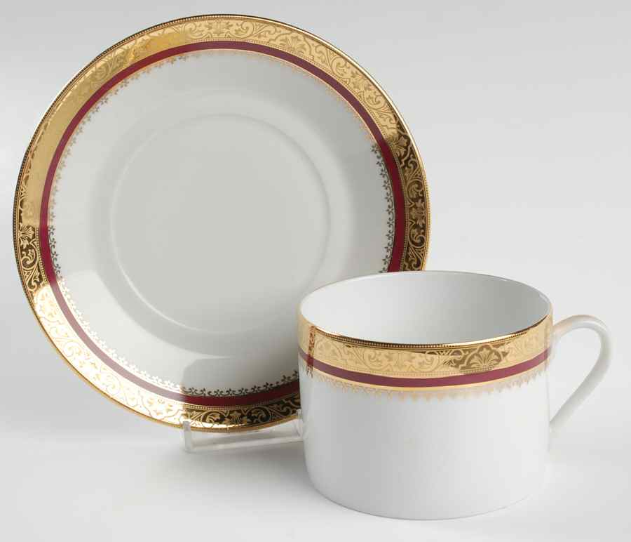 Marquis Red Breakfast Cup & Saucer Set by Philippe Deshoulieres-1