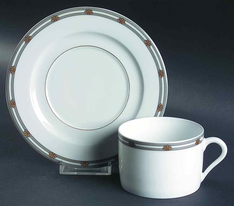 Montaigne Grey Flat Cup & Saucer Set by Philippe Deshoulieres-1