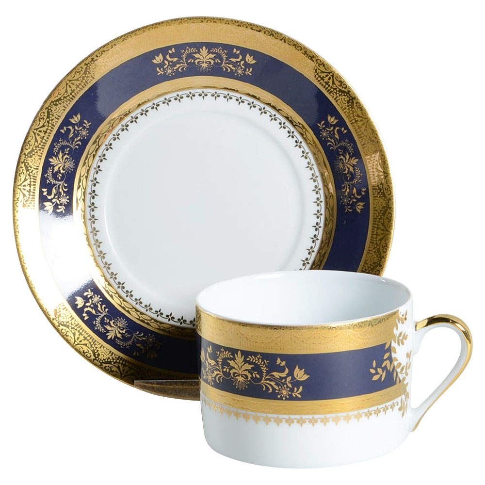 Orsay Cobalt Blue Flat Cup & Saucer Set by Philippe Deshoulieres-1