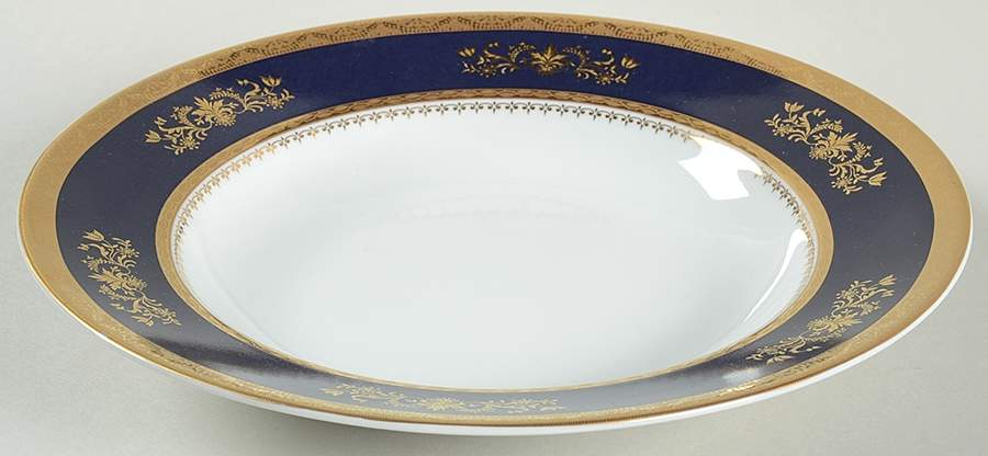 Orsay Cobalt Blue Rim Soup Bowl by Philippe Deshoulieres-1