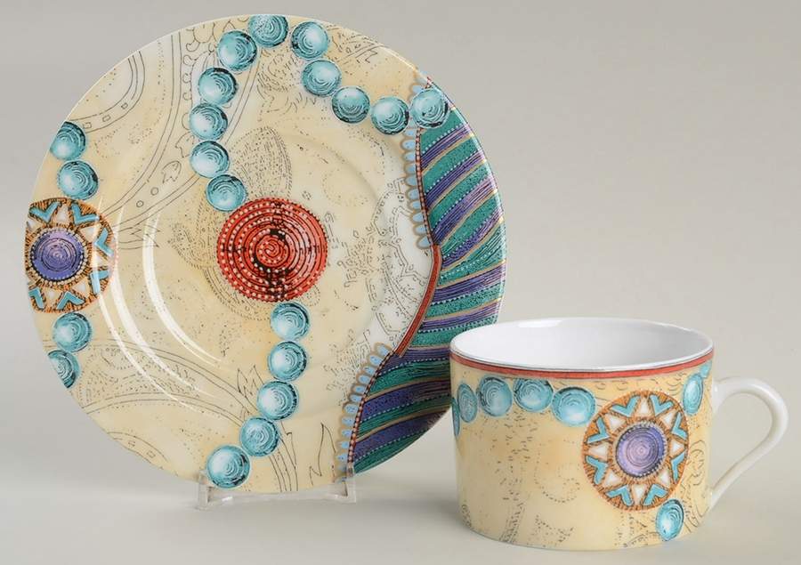 Reves D'Orient Flat Cup & Saucer Set by Philippe Deshoulieres-1
