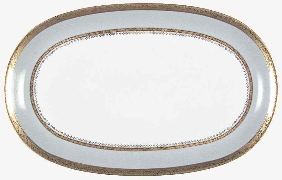 Samarcande Light Blue 14" Oval Serving Platter by Philippe Deshoulieres-1
