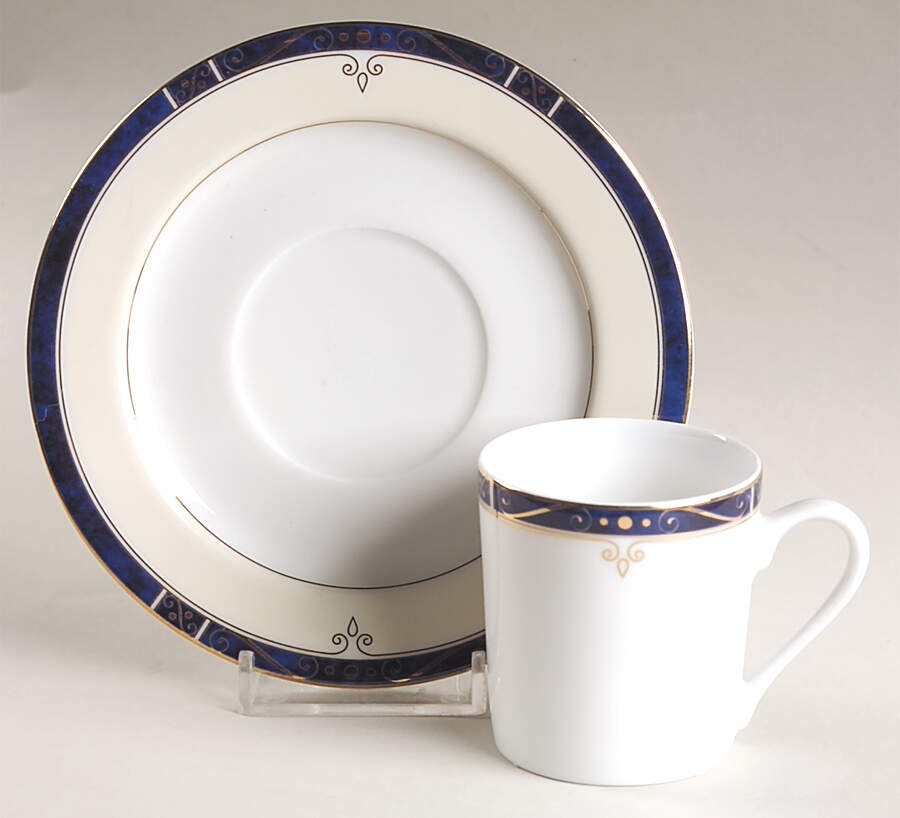Scala Blue Flat Demitasse Cup & Saucer Set by Philippe Deshoulieres-1