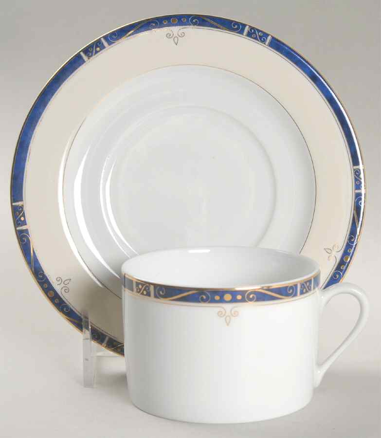 Scala Blue Flat Cup & Saucer Set by Philippe Deshoulieres-1