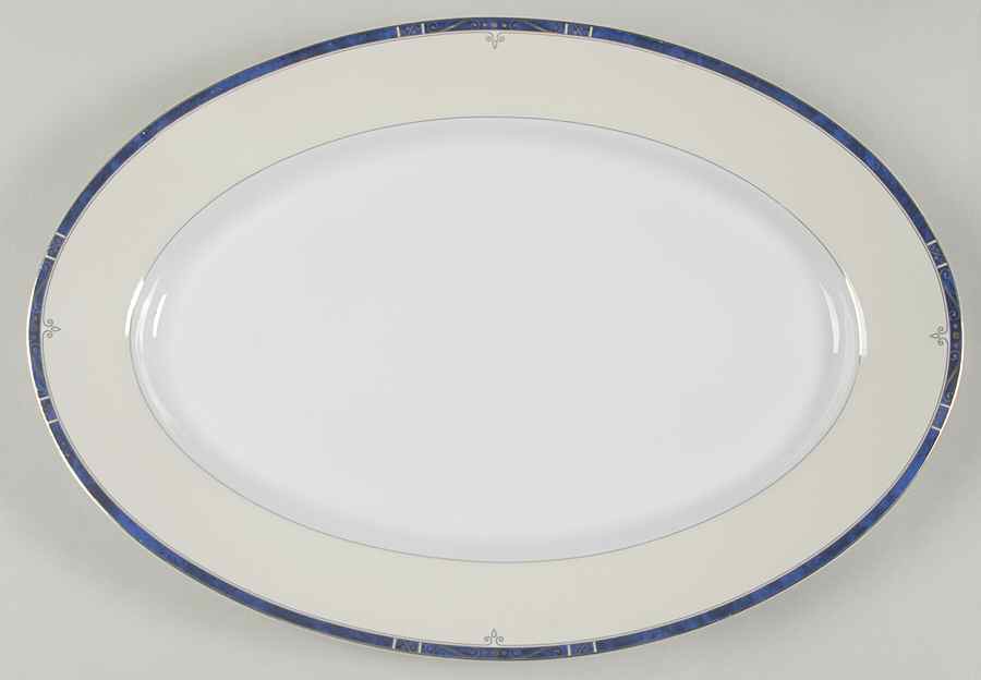 Scala Blue 16" Oval Serving Platter by Philippe Deshoulieres-1
