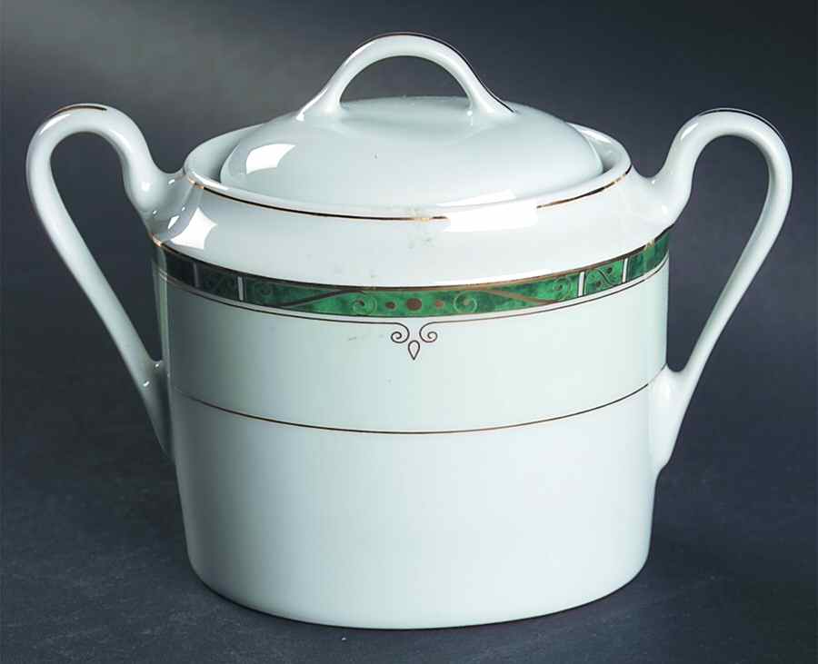 Scala Green Sugar Bowl & Lid by Philippe Deshoulieres-1