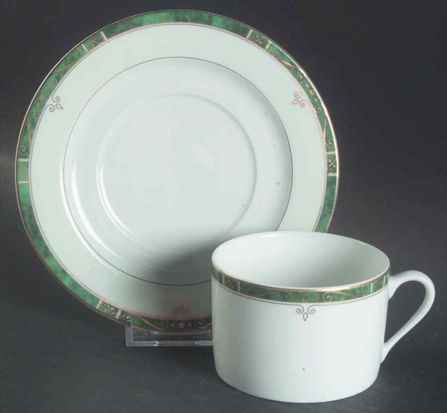 Scala Green Flat Cup & Saucer Set by Philippe Deshoulieres-1