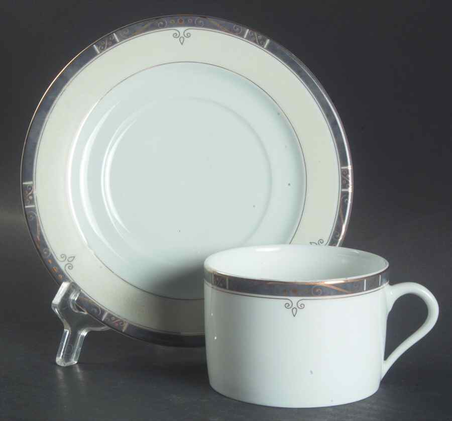Scala Gray Flat Cup & Saucer Set by Philippe Deshoulieres-1