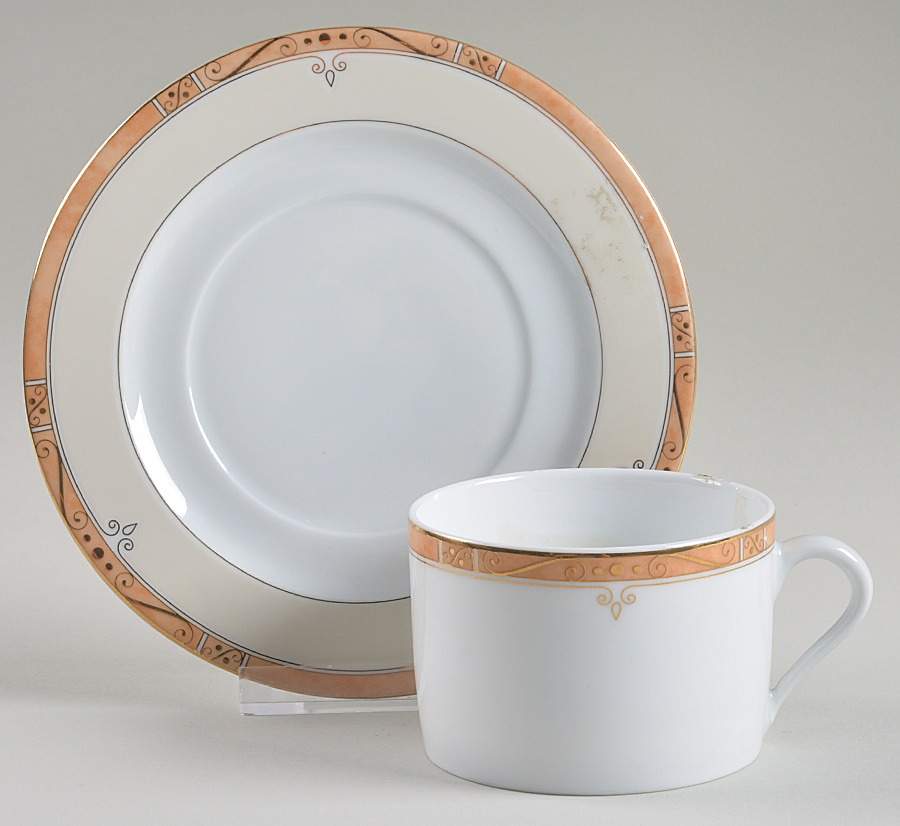 Scala Peach Flat Cup & Saucer Set by Philippe Deshoulieres-1