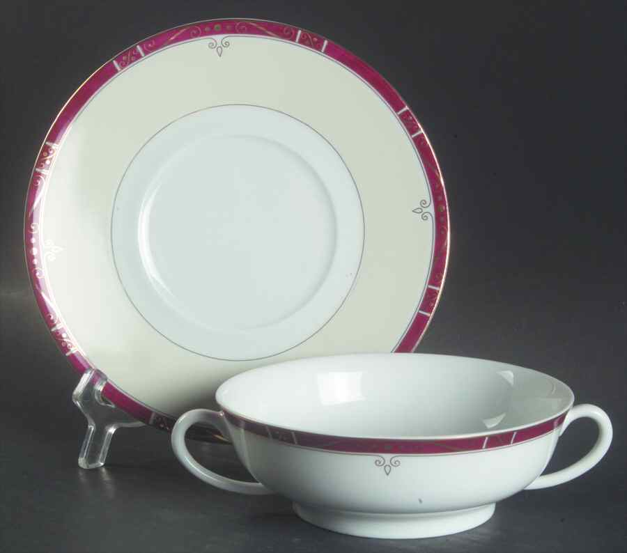 Scala Rubis Flat Cream Soup Bowl & Saucer Set by Philippe Deshoulieres-1