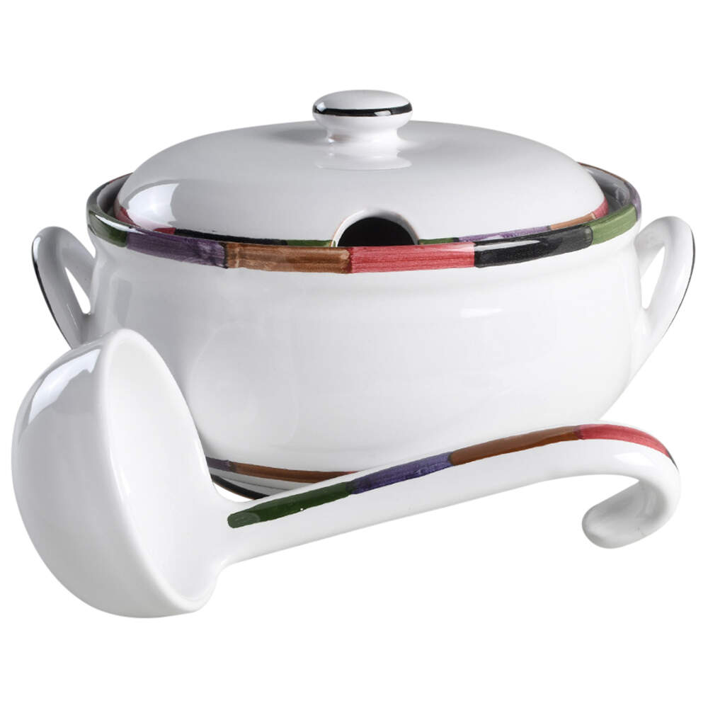 Circo Tureen & Lid w/Ladle by Deruta (Italy)-1