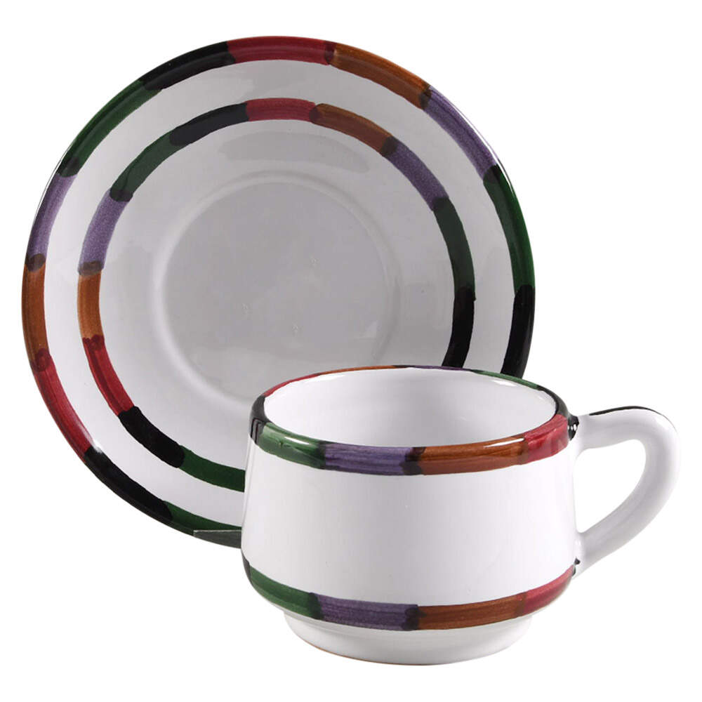 Circo Footed Cup & Saucer Set by Deruta (Italy)-1