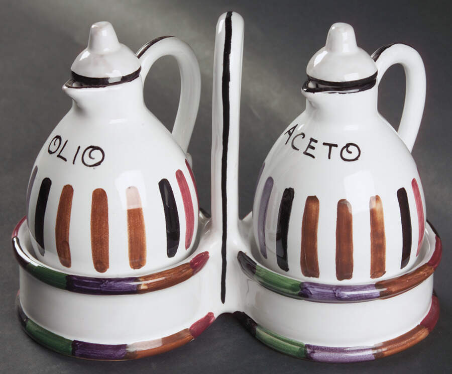 Circo Vinegar and Oil Tray Set by Deruta (Italy)-1